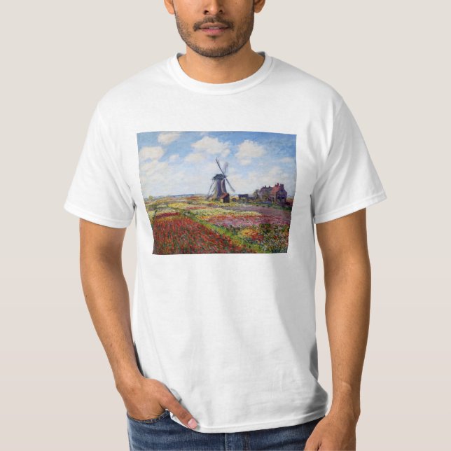Monet Field of Tulips With Windmill T-shirt (Front)