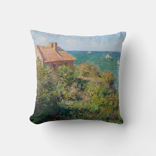 Monet: Fisherman's Village at Varengeville artwork Throw Pillow (Front)