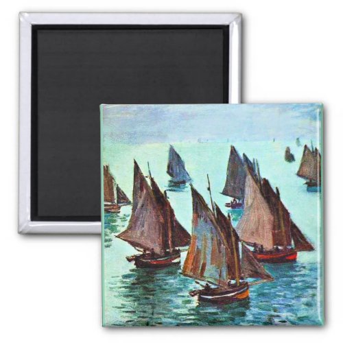 Monet _ Fishing Boats Calm Sea famous artwork Magnet