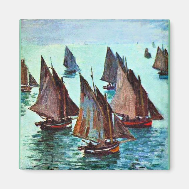 Monet - Fishing Boats, Calm Sea, famous artwork Magnet (Front)