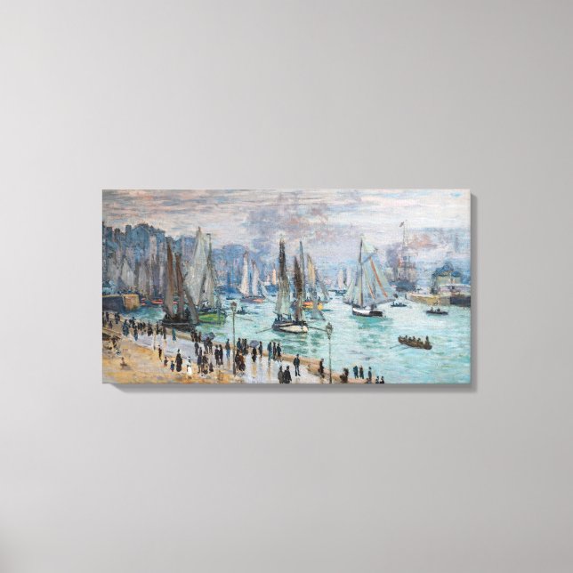 Monet - Fishing Boats Leaving the Harbor, Le Havre Canvas Print (Front)