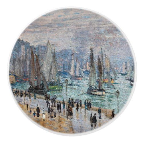 Monet _ Fishing Boats Leaving the Harbor Le Havre Ceramic Knob