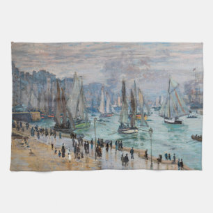 Monet - Fishing Boats Leaving the Harbor, Le Havre Kitchen Towel