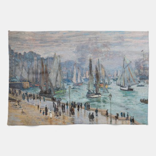 Monet _ Fishing Boats Leaving the Harbor Le Havre Kitchen Towel