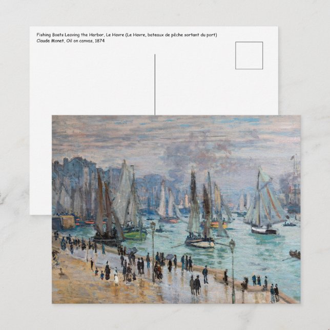 Monet - Fishing Boats Leaving the Harbor, Le Havre Postcard (Front/Back)