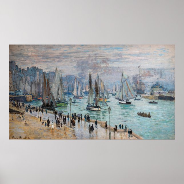 Monet - Fishing Boats Leaving the Harbor, Le Havre Poster (Front)