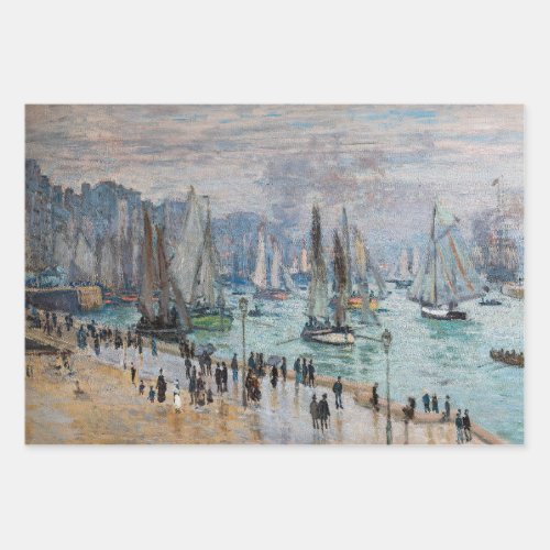 Monet _ Fishing Boats Leaving the Harbor Le Havre Wrapping Paper Sheets