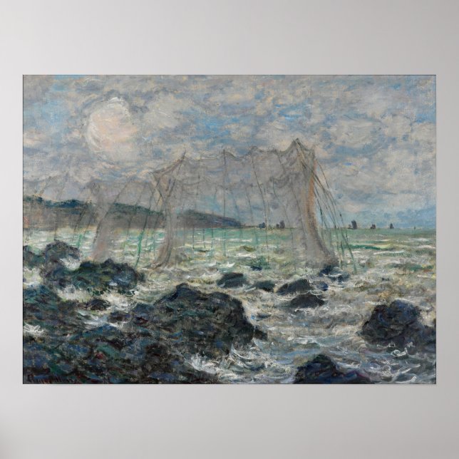 Monet - Fishing Nets At Pourville Poster (Front)