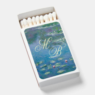 Monet Floral Art Painting Water Lily Pond Wedding Matchboxes