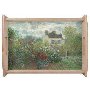 Monet Flower Garden French Vintage Art Wood Serving Tray