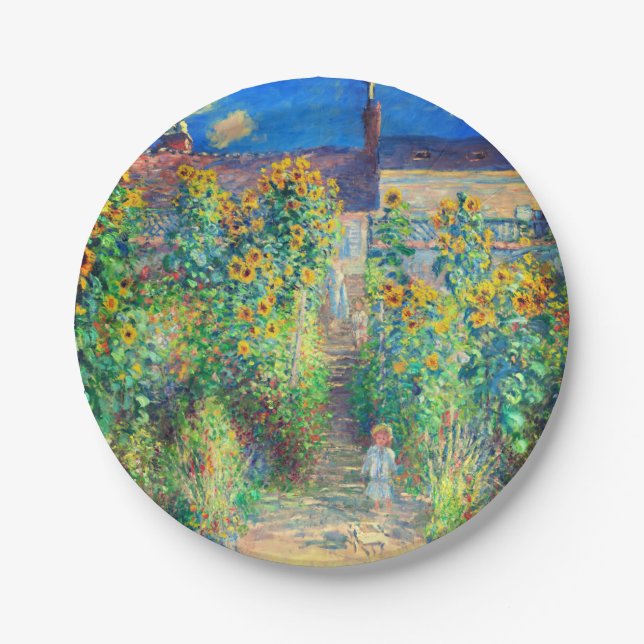 Monet Flower Garden Paper Plates (Front)