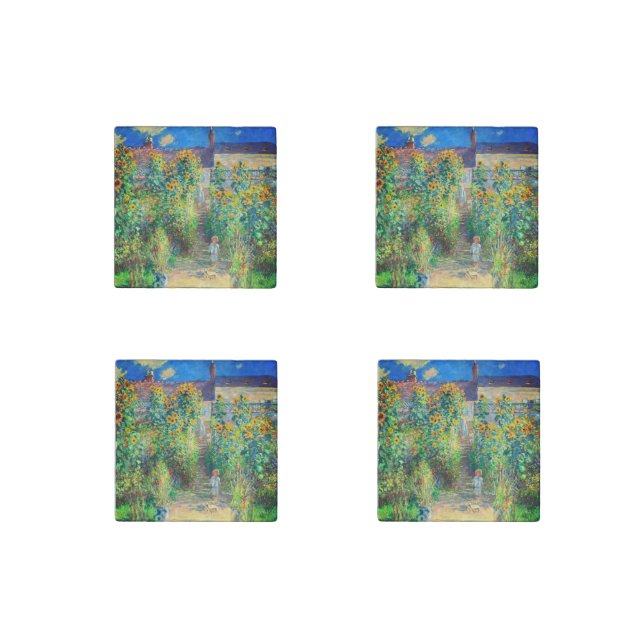 Monet Flower Garden Stone Magnet (Front)