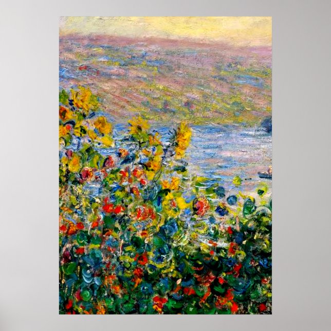 Monet - Flowerbeds at Vetheuil Poster (Front)