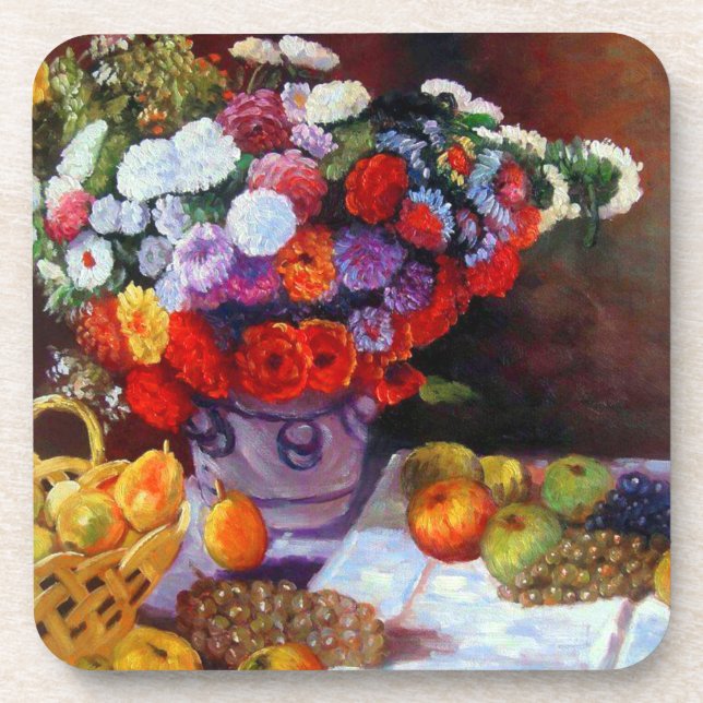 Monet Flowers and Fruit Beverage Coaster (Front)