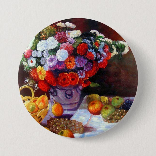 Monet Flowers and Fruit Button (Front)