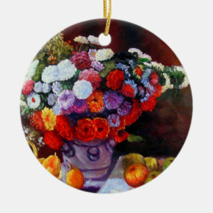 Monet Flowers and Fruit Ceramic Ornament