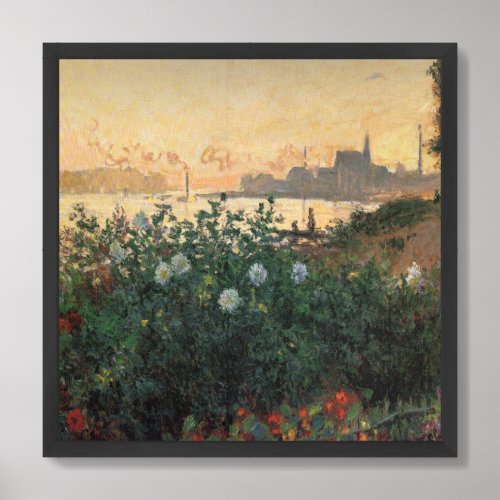 Monet Flowers on the riverbank at Argenteuil Framed Art