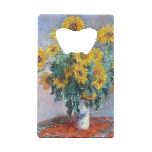 Monet France Bouquet Sunflowers Impressionist Peop Credit Card Bottle Opener (Back)