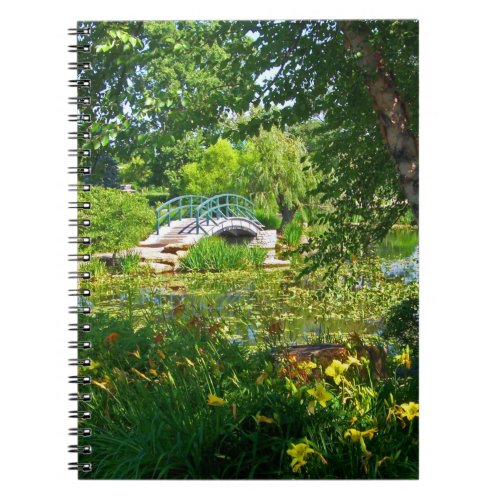 Monet France Impressionist People Bridge Park Pain Notebook