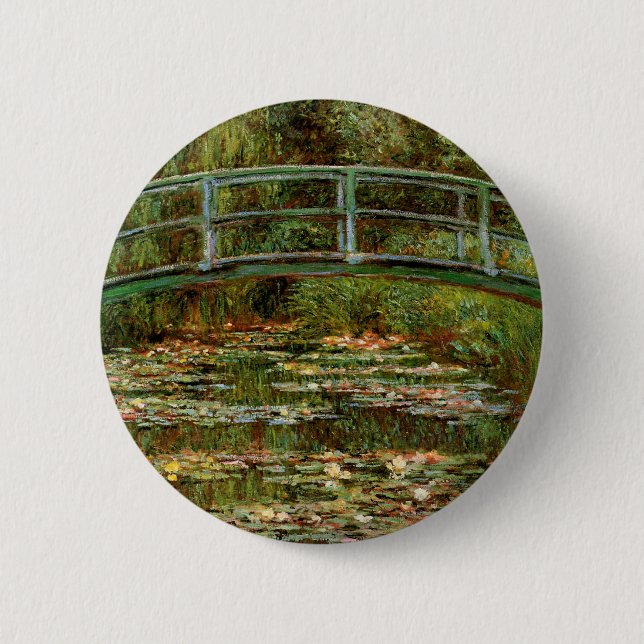 Monet French Japanese Bridge Giverney Pinback Button (Front)