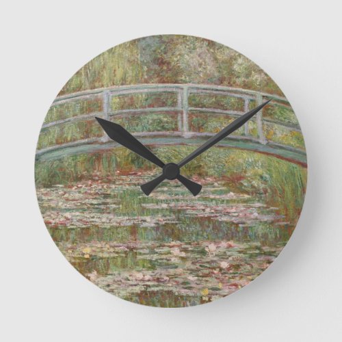 Monet French Japanese Bridge Giverney Round Clock
