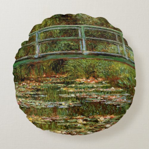 Monet French Japanese Bridge Giverney Round Pillow