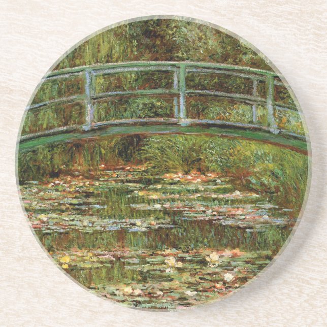 Monet French Japanese Bridge Giverney Sandstone Coaster (Front)