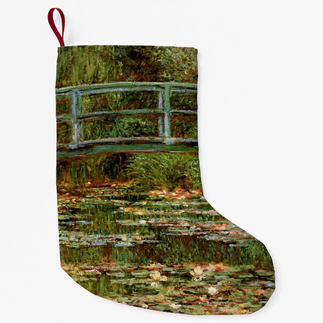 Monet French Japanese Bridge Giverney Small Christmas Stocking (Front)