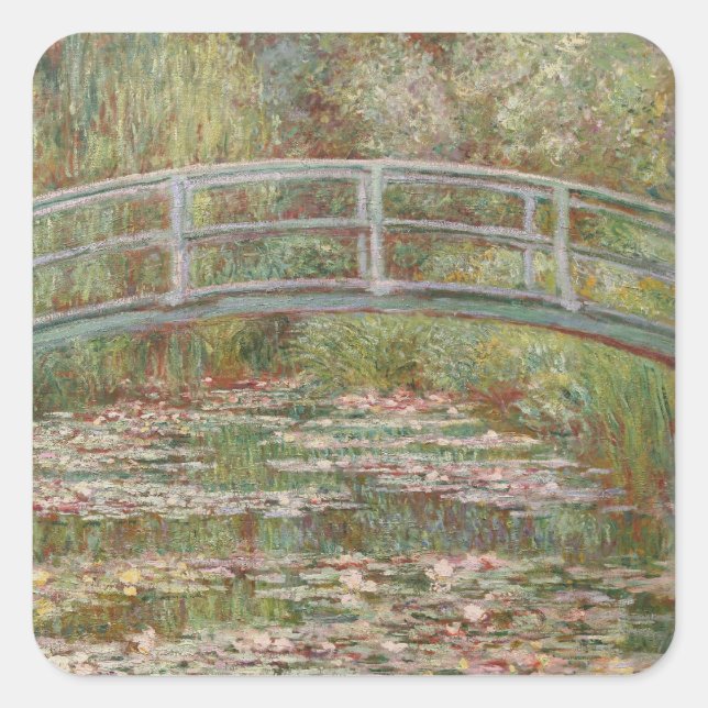Monet French Japanese Bridge Giverney Square Sticker (Front)