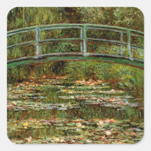 Monet French Japanese Bridge Giverney Square Sticker