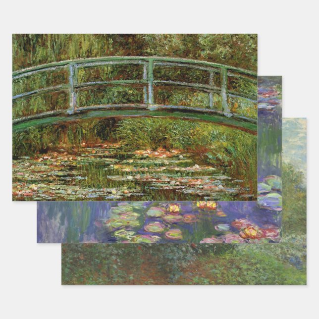 Monet French Japanese Bridge Giverney Wrapping Paper Sheets (Set)