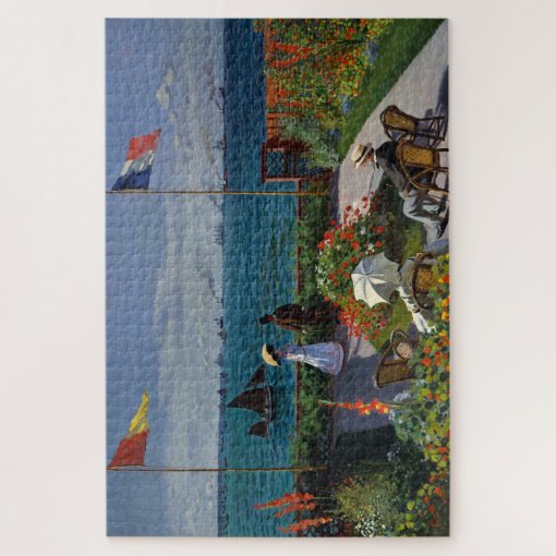 Garden At Sainte-Adresse 1000 Piece Jigsaw Puzzle – Claude Monet Art, Premium Blue Board, Linen Finish, Includes Poster