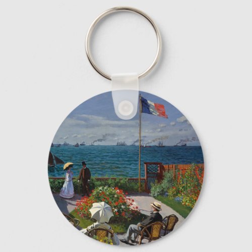 Monet Garden at Sainte_Adresse Painting Keychain