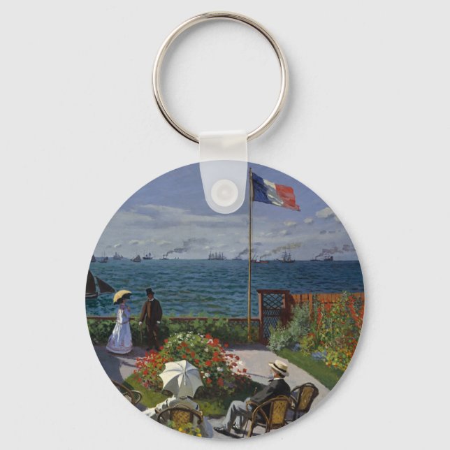 Monet Garden at Sainte-Adresse Painting Keychain (Front)