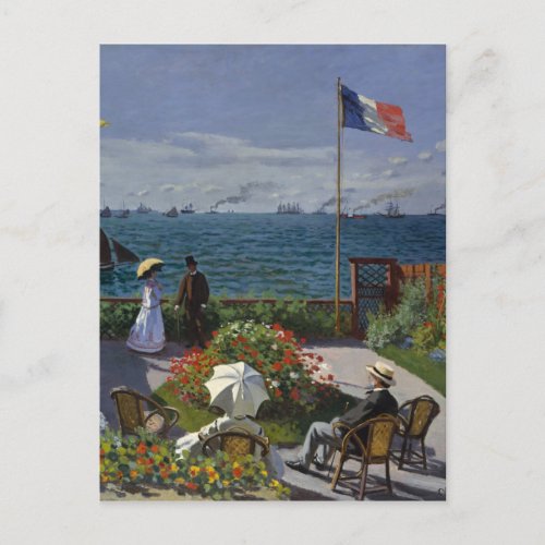 Monet Garden at Sainte_Adresse Painting Postcard