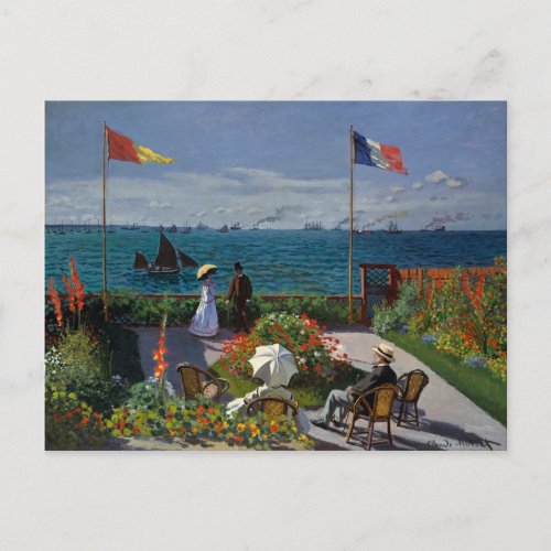 Monet Garden at Sainte_Adresse Painting Postcard