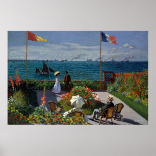 Monet Garden at Sainte-Adresse Painting Poster