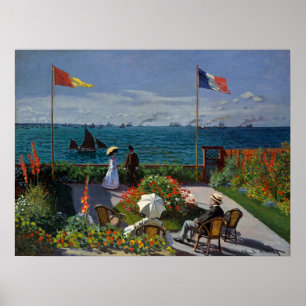 Monet Garden at Sainte-Adresse Painting Poster