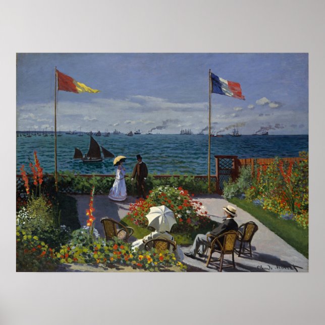 Monet Garden at Sainte-Adresse Painting Poster (Front)