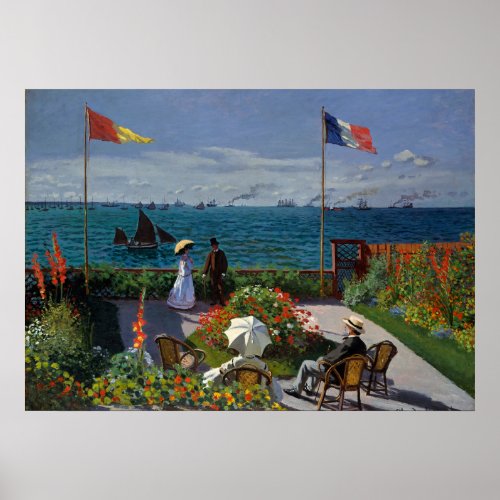 Monet Garden at Sainte_Adresse Painting Poster
