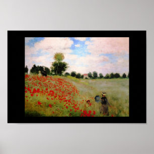 Monet garden blossoms vintage old painting poppies poster