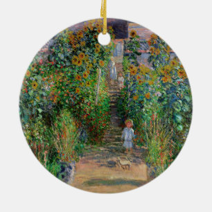 Monet Garden Vetheuil Impressionim Flower Painting Ceramic Ornament