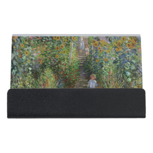 Monet Garden Vetheuil Impressionim Flower Painting Desk Business Card Holder