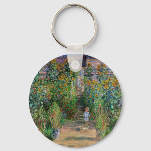 Monet Garden Vetheuil Impressionim Flower Painting Keychain