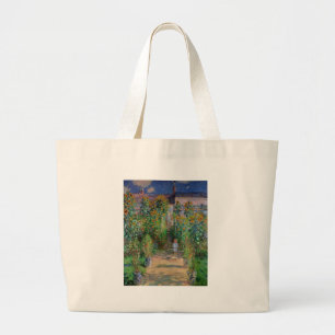 Monet Garden Vetheuil Impressionim Flower Painting Large Tote Bag