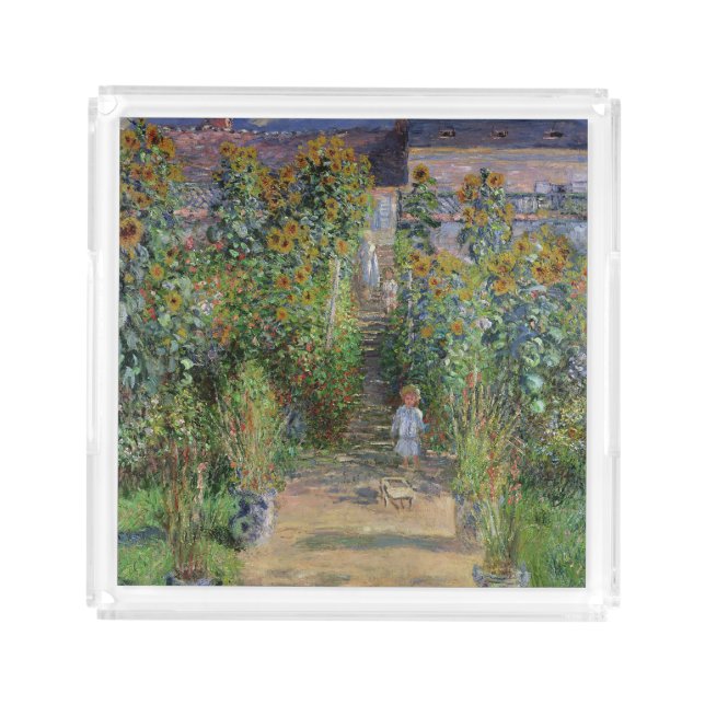 Monet Garden Vetheuil Impressionim Painting Acrylic Tray (Front)