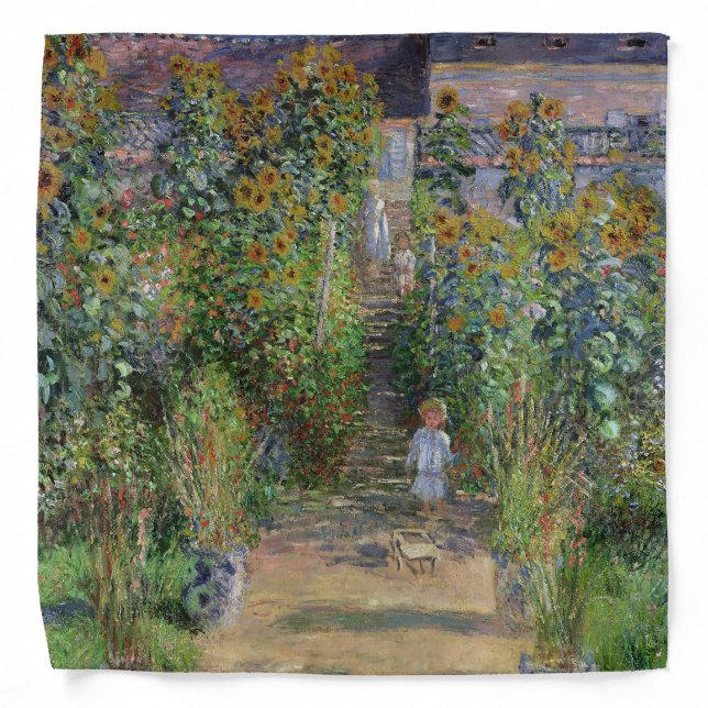 Monet Garden Vetheuil Impressionim Painting Bandana (Front)