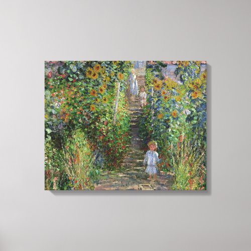 Monet Garden Vetheuil Impressionim Painting Canvas Print