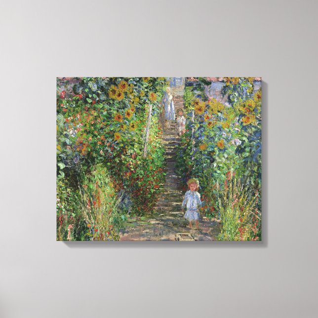 Monet Garden Vetheuil Impressionim Painting Canvas Print (Front)