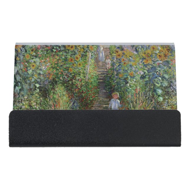 Monet Garden Vetheuil Impressionim Painting Desk Business Card Holder (Front)